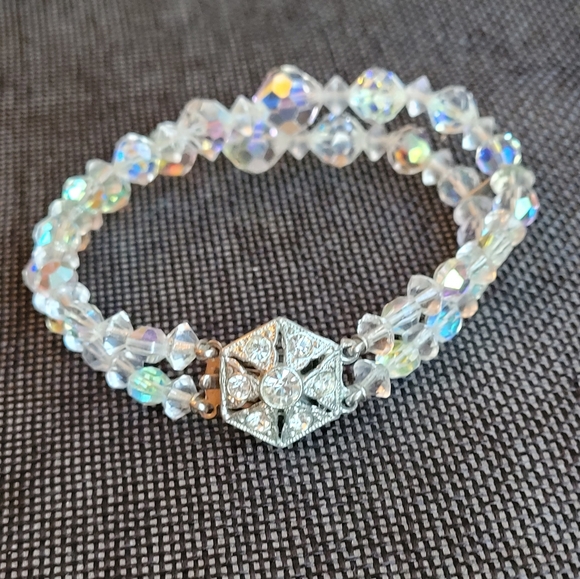 Vintage Aurora Borealis Crystal Necklace and Bracelet - Picture 6 of 10